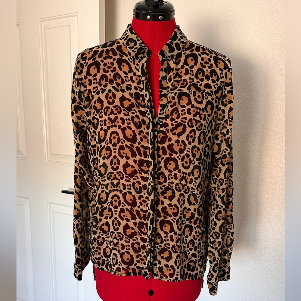 H&M Leopard Print Button-Up Blouse